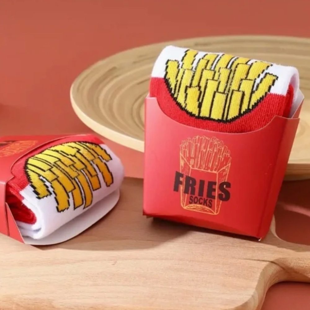 French Fries Design Socks NEW